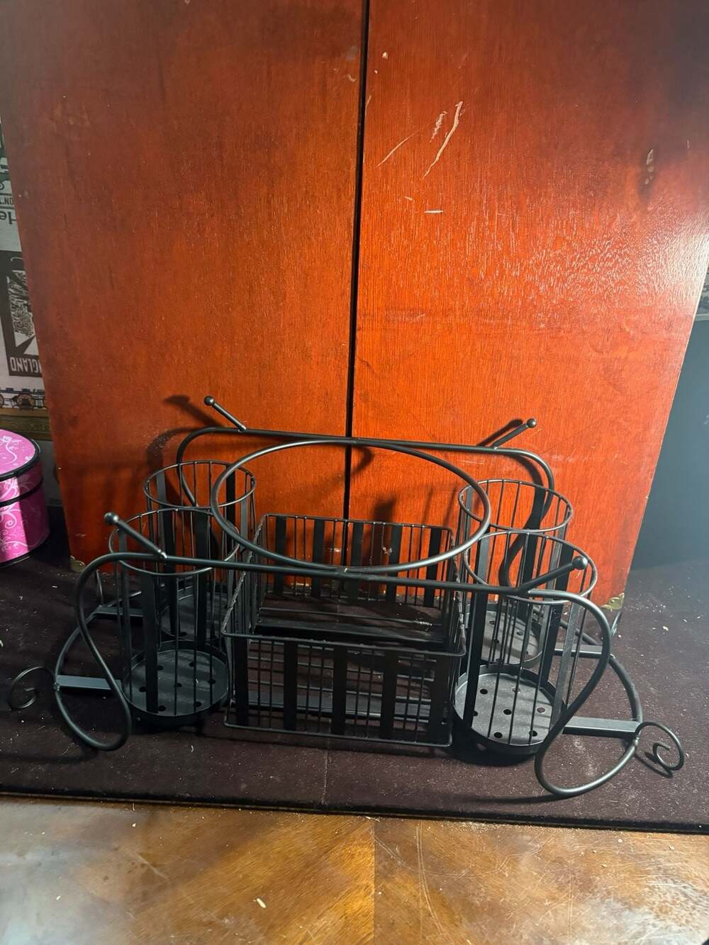 Sorbus Black Metal Buffet Caddy with Utensil, Napkin, and Plate Holder
